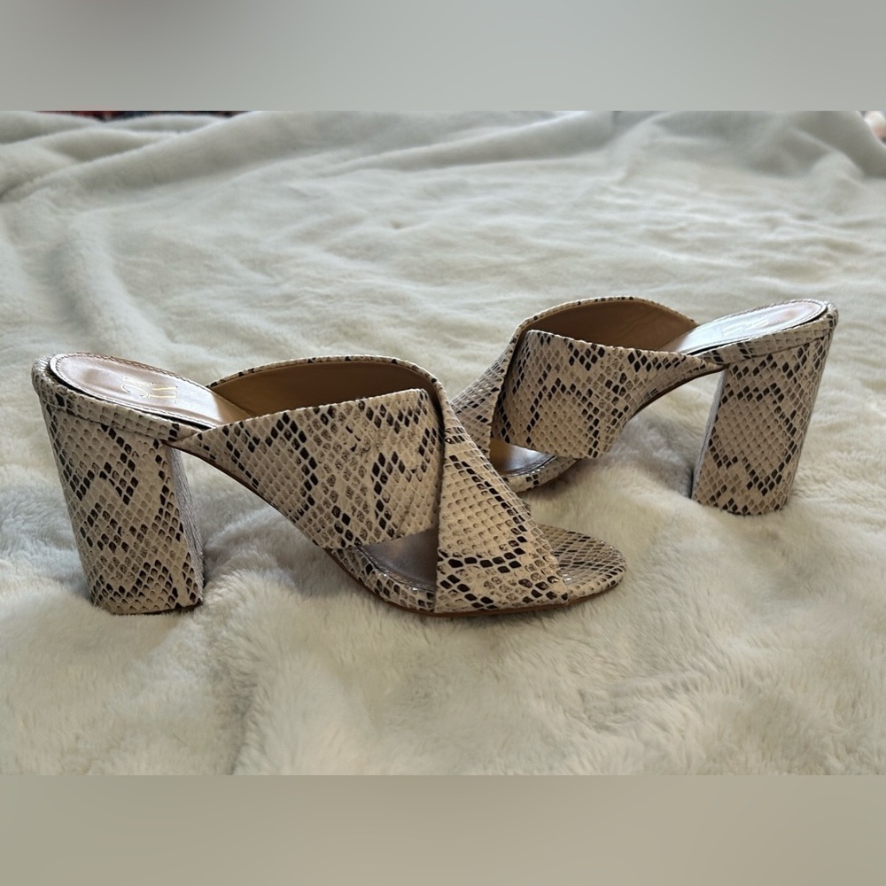 NY&C sandals. Snake skin. Block heels. Size 8.